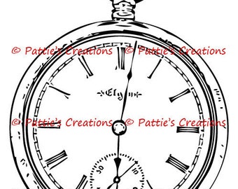 Pocket Watch Drawing | Etsy