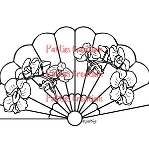 Folding Fan with Orchids