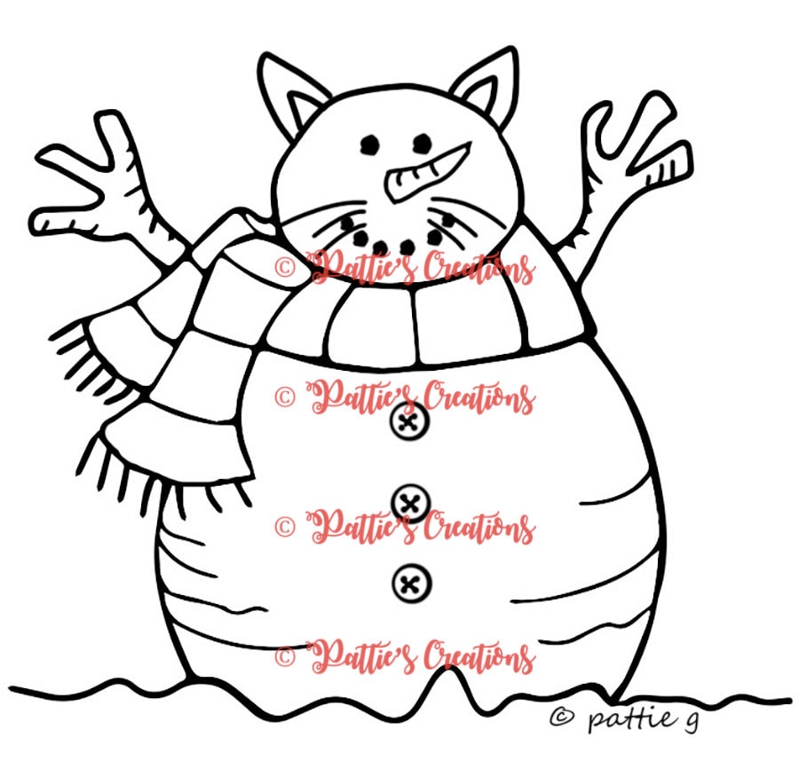 Kitty Snowman Etsy