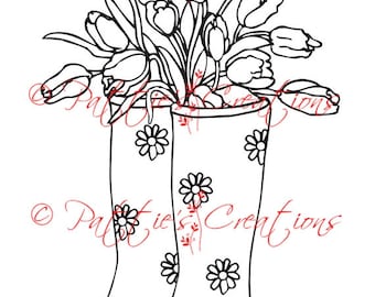 Rain Boots With Tulips