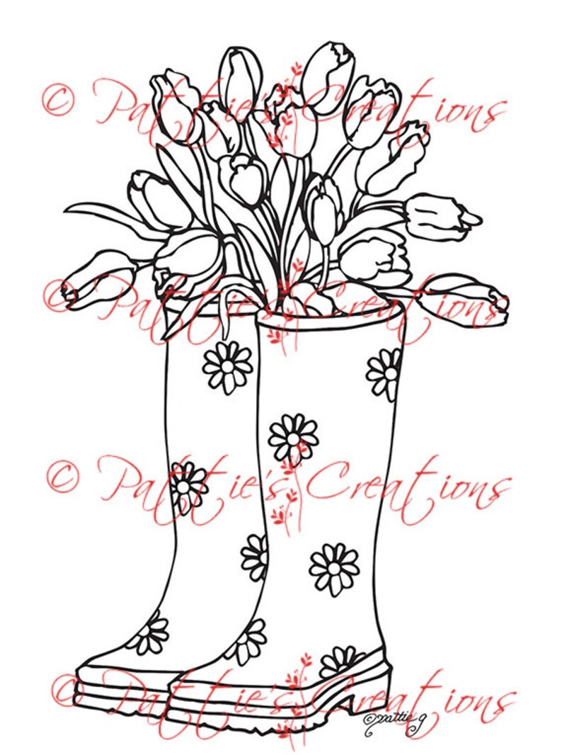 Rain Boots With Tulips image 1