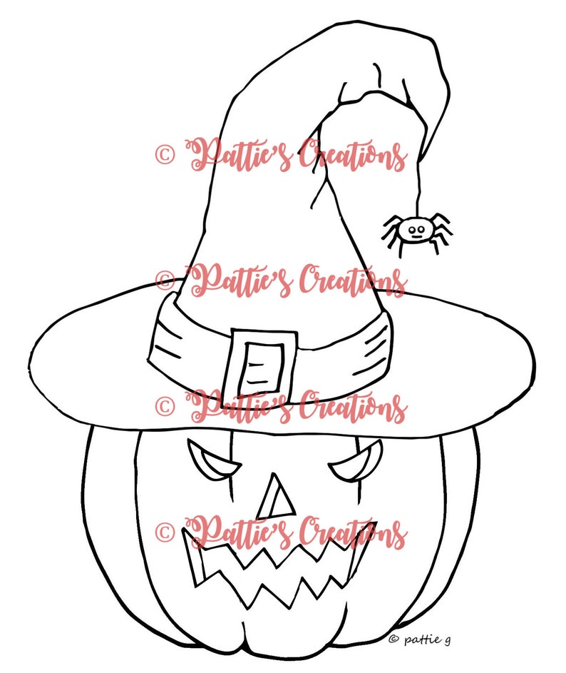 Scary Pumpkin with Witches Hat image 1