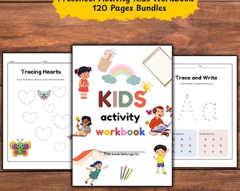Preschool Activity Workbook: ABC 123 Tracing, Early Learning (PDF Printable Digital Download)