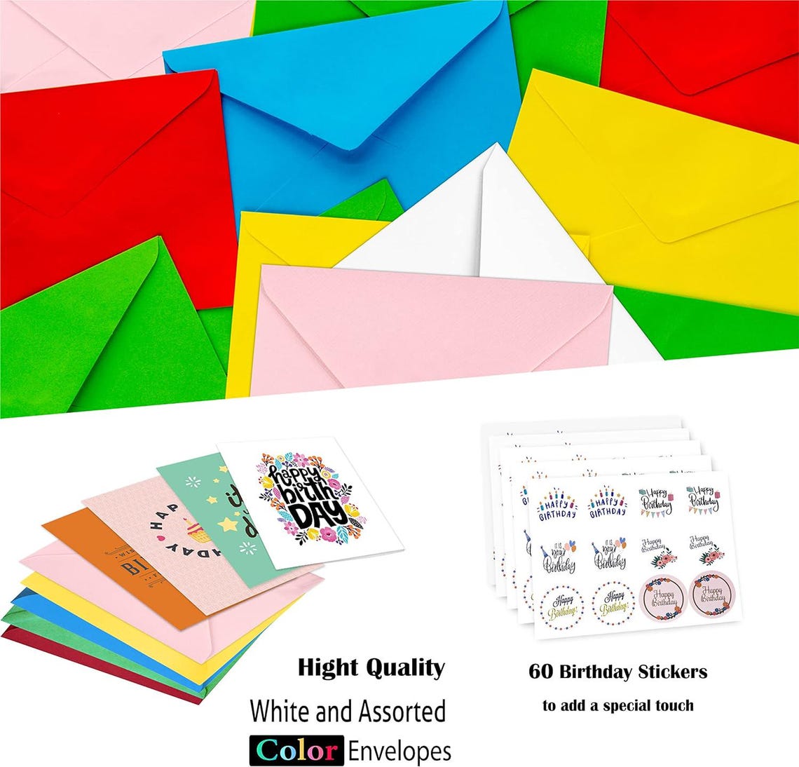 60 Unique Birthday Cards - Assorted Happy Birthday Cards, 5 X 7 Inches ...