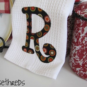 Personalized Kitchen towel set of 3 with Moda Black Dot Saltbox Harvest Monogram image 1