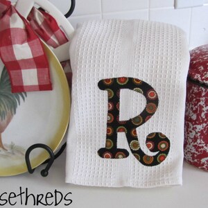 Personalized Kitchen towel set of 3 with Moda Black Dot Saltbox Harvest Monogram image 4