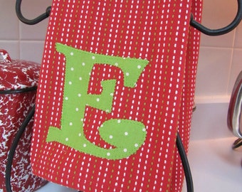 Custom Monogrammed Holiday  Kitchen Towel