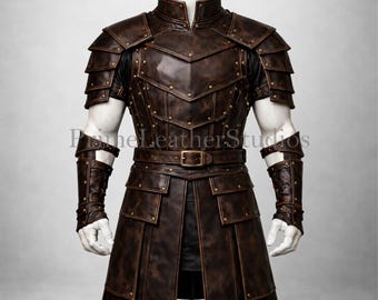 Handmade Leather Medieval Armor Set | Men's Warrior Costume