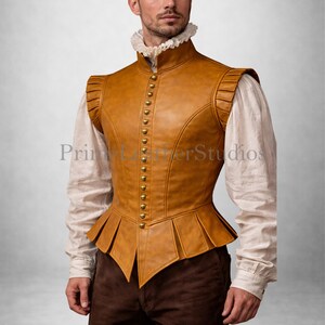 Handmade Medieval Renaissance Leather Jerkin | Century Doublet for Cosplay & LARP