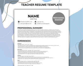 Plantilla de currículum para docentes con IA / Canva, Word, Google Docs / Indicaciones inteligentes + Compatible con ATS + Carta de presentación