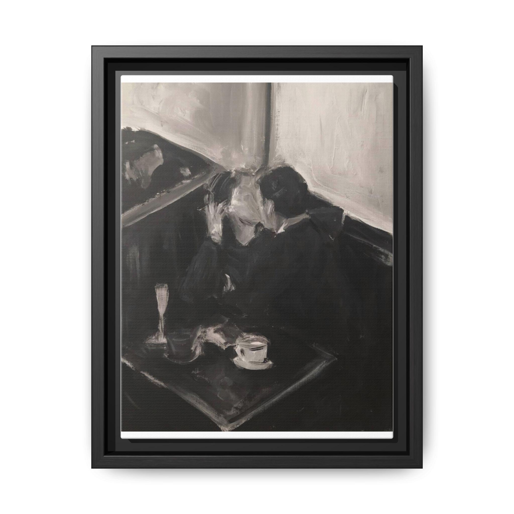 Canvas Wall Art, Romantic Kiss Painting in Black and White, Matte Finish, Multi-color Frame, Home Decor Print, Love Couple Artwork,