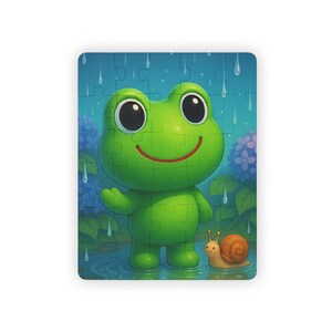 Midorin Rainy Day Puzzle | 30 Piece Puzzle for Kids | Cute Frog Jigsaw Toy