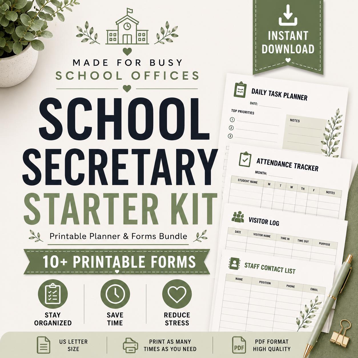 Printable Secretary School Secretary Starter Kit | Printable Office Planner Bundle (digital ...