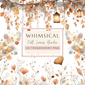 Watercolor Fall Leaves Clipart Bundle: Whimsical Autumn Forest PNG (Digital Download)