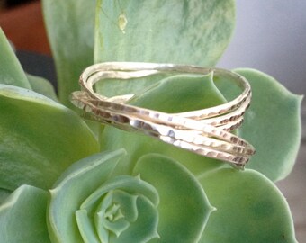 Sterling Silver Stacking Rings: Hammered textured