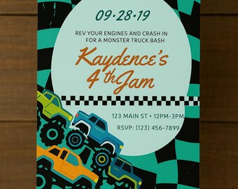 Monster Jam Boys Birthday Invitation