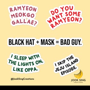 Paquete de pegatinas de K-Drama Trope: Pegatinas divertidas de memes de dramas coreanos