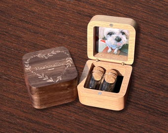 Custom Pet Memorial Box – Wooden Keepsake for Fur or Ashes