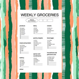 Printable grocery list