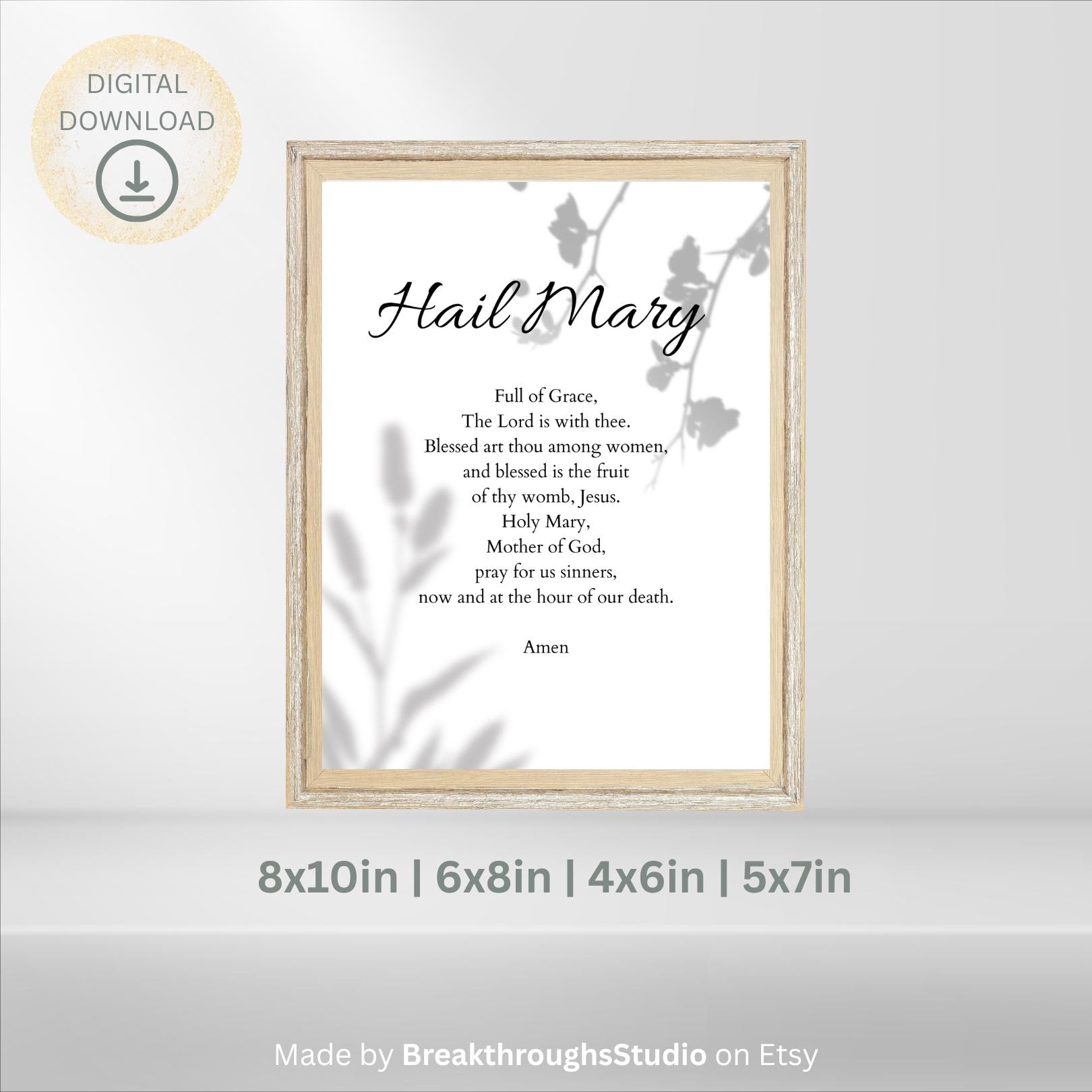 Hail Mary Prayer | Printable Digital Art | Scripture Wall Art - Etsy