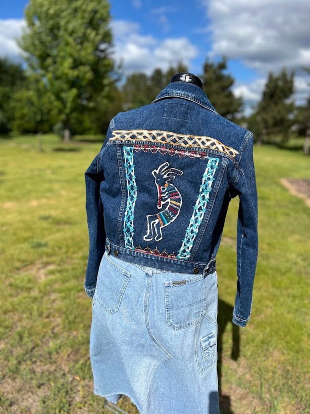 Bohemian Embrodie Western Tribal Native Retro Denim Jacket main image 0