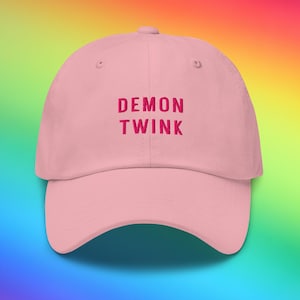 Demon Twink Hat, Funny LGBTQ+ Pride Embroidered Cap, Gay Meme Hat, Queer Culture Ally Gift, Pride Month Baseball Dad Hat