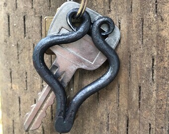 Hand Forged Hand Made Heart Keychain