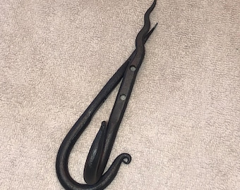 Hand Forged J-Hook | Flame Finial Hand Made hook