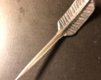 Hand Forged Feather Letter Opener, Black & Silver