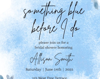 Something Blue Bridal Shower Invitation Template (Digital Download)