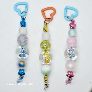 Kawaii Care Bear Keychain Bag Charm – Handmade Pastel Keyring – Cute Bear Accessory for Backpacks, Purses, Gifts