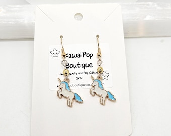 Emaille Einhorn Ohrringe - Handgemachtes Kawaii Schmuck Geschenk