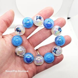 Kawaii Stitch Bracelet – Cute Blue & White Beaded Kids Jewelry (Size 5–6) with Adorable Charm