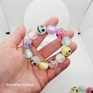 Sparkly Pastel Skeleton Bracelet – Kawaii Goth Stretchy Beaded Jewelry