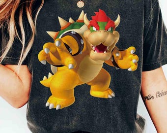 Comfort Colors Super Mario Super Mario Bowser 3D Poster Shirt, Nintendo World Family Matching Holiday Trip Tee, Super Mario Birthday Gifts