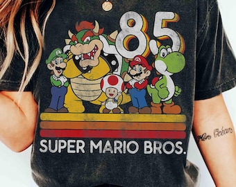 Vintage Nintendo Super Mario Bros 85 Retro Charakter Shirt, Nintendo World Familienurlaub T-Shirt, Universelle Los Angeles Geburtstagsgeschenke