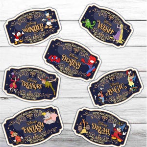 Porta della cabina della nave da crociera Disney Family Cruise personalizzata con nome, magnete per porta con nome della nave da crociera, viaggio in crociera per famiglie, sogno magico e fantastico