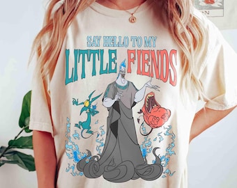 Camiseta de Disney Villains Hades Say Hello To My Little Friends Pain And Panic, Comfort Colors, Camisetas de regalo de cumpleaños, Viaje familiar a Disneyland