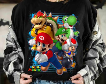 Komfortfarben Nintendo Super Mario Luigi Bowser Shirt, Nintendo World Familienurlaub T-Shirt, Gaming T-Shirt, Universal Disneyland Accessoires Geburtstagsgeschenk