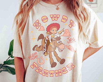 Comfort Color Disney Toy Story Jessie Cowgirl And Bullseye Shirt, Disneyland Western Country Tee, Howdy Partner, WDW Family Vacation Trip