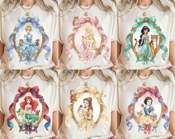Coquette Bow Disney Princess Vintage Shirt, Belle Ariel Elsa Cinderella, Magic Kingdom Magical Castle Tee, Walt Disney Disney Girl Trip Gift
