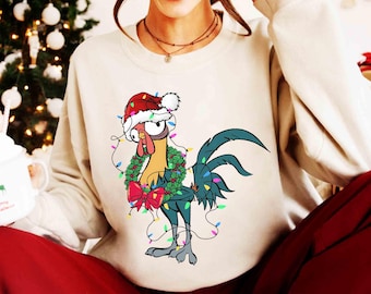Funny Disney Moana Santa Hei Hei Portrait Christmas Light Shirt, Mickey's Very Merry Xmas Matching Tee, Disneyland Vacation Family Gift