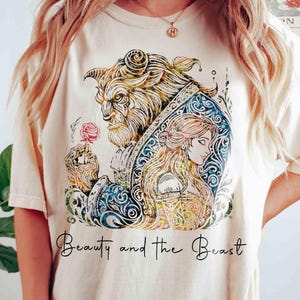 Camiseta vintage de Disney con diseño de La Bella y la Bestia, camiseta de Bella y la Bestia, cuento tan antiguo como el tiempo, viaje familiar a Magic Kingdom