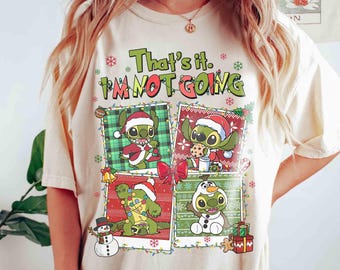Sudadera navideña "Eso es todo, no voy", camiseta navideña "Santa Stitch", camiseta navideña "Feliz Navidad" de Stitch, viaje navideño a Magic Kingdom