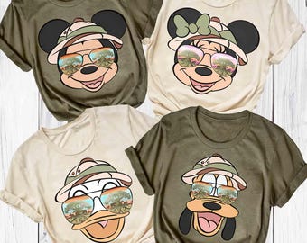 Watercolor Retro Mickey And Friends Leopard Animal Kingdom Shirt, Disney Safari Mode Let's Get Wild Tee, Magic Kingdom Family Vacation Trip