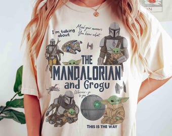 Retro Star Wars The Mandalorian And Grogu Shirt, Star Wars Day Shirt, Disney's Hollywood Studios Shirt, The Child Shirt, Galaxy's Edge Shirt