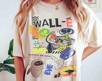 Cute Disney Wall-E and Eve Cleaning the Earth T-shirt, Disney Pixar Wall-E Eve Constellations Tee, Disneyland Resort Family 2026 Trip Tee