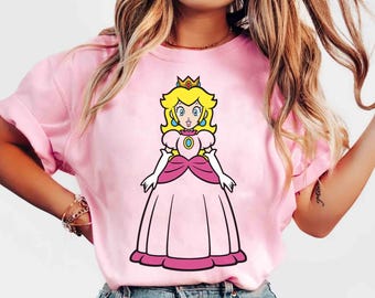 Maglietta semplice e carina con la principessa Peach di Super Mario, maglietta per le vacanze in famiglia con il mondo Nintendo, Yoshi Epic Universe, regali per il viaggio di compleanno a Universal Orlando
