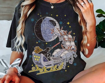 Santa Darth Vader Open Sleigh Christmas Lights Shirt, Funny Disney Star Wars Xmas Tee, Galaxy's Edge Trip Disneyland Vacation Trip Gift