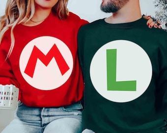 Retro Nintendo Super Mario & Lugi Icon Costume Shirt, Nintendo World Family Holiday Trip, Super Mario Birthday Gifts, Mario Matching Outfit
